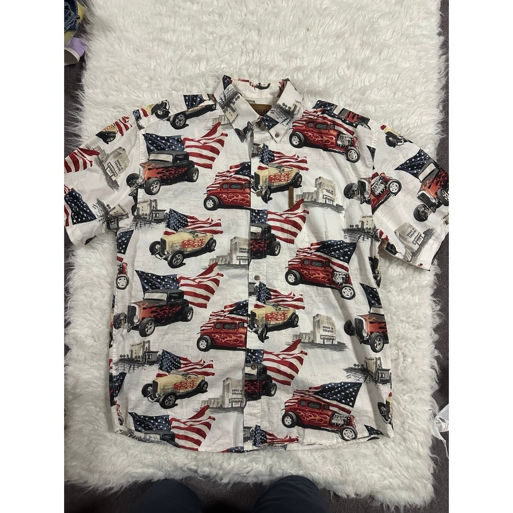 Magellan Old time Classic car drive in theatre button down shirt
